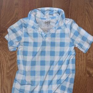 Little Sleepies Blue and White Checkered Polo